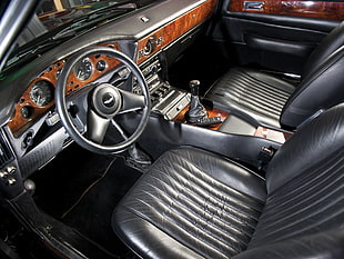 black and grey car steering wheel