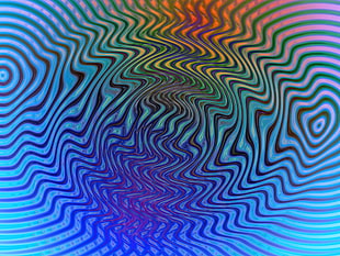 blue, teal, and pink optical illusion HD wallpaper
