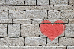 red heart painting on wall HD wallpaper
