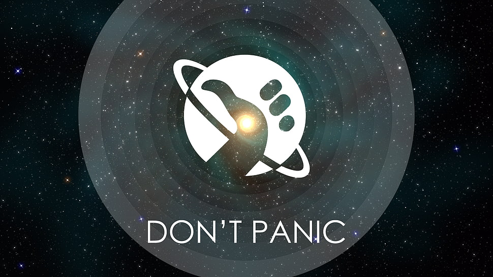 Don't Panic logo, The Hitchhiker's Guide to the Galaxy, logo HD wallpaper |  Wallpaper Flare