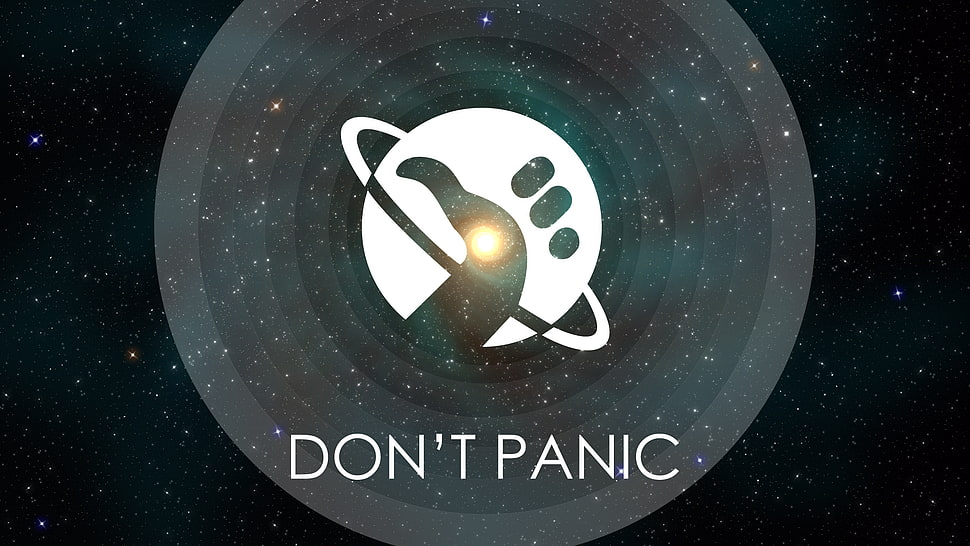 Don't Panic logo, The Hitchhiker's Guide to the Galaxy, logo HD wallpaper