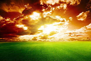 green grass field and clouds HD wallpaper