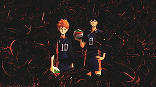 two men volleyball player character illustration, Haikyuu!!, anime boys, Hinata Shouyou, Kageyama Tobio