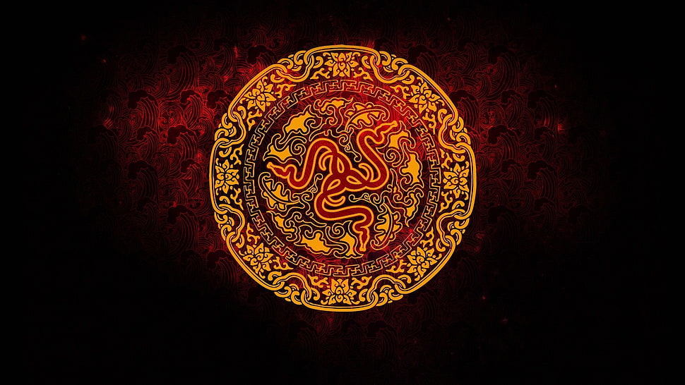 Razer logo, Razer, Chinese, red background, pattern HD wallpaper