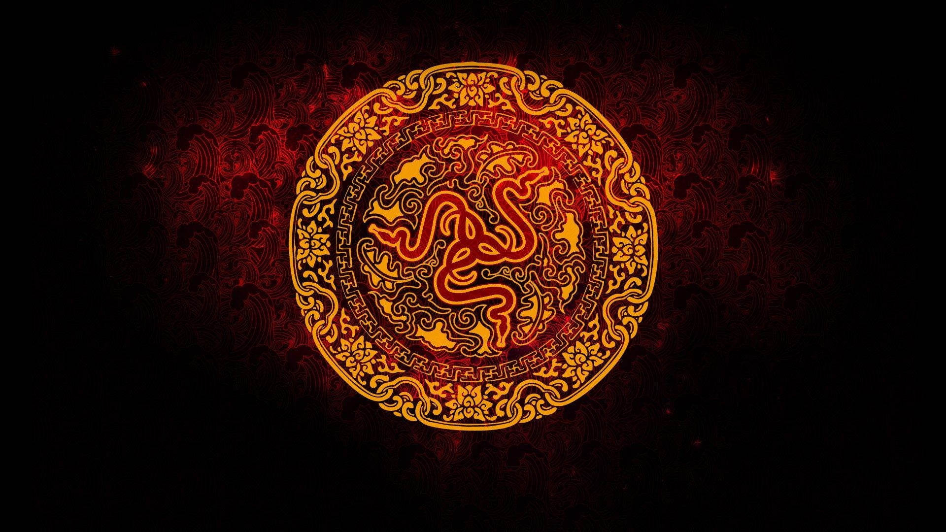 Razer logo, Razer, Chinese, red background, pattern