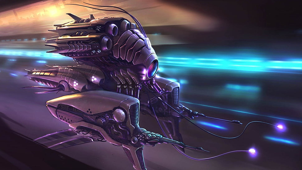 purple alien game graphic wallpaper, artwork, concept art, fantasy art, spaceship HD wallpaper