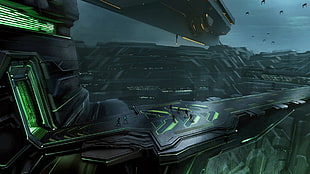 black and green spaceship illustration, Tron: Legacy, movies