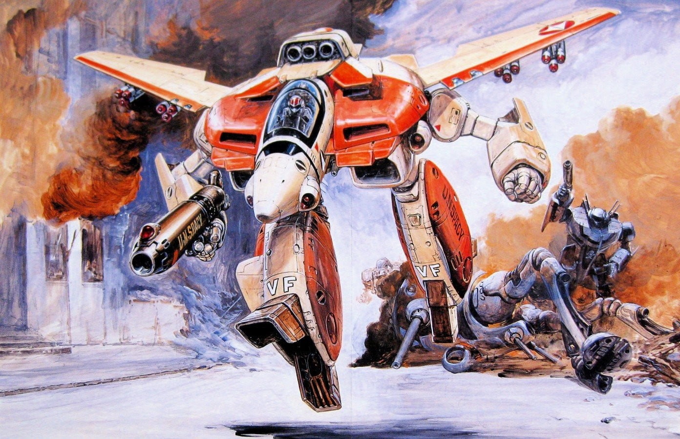 motorcycle digital art, Robotech, anime, robot, Macross