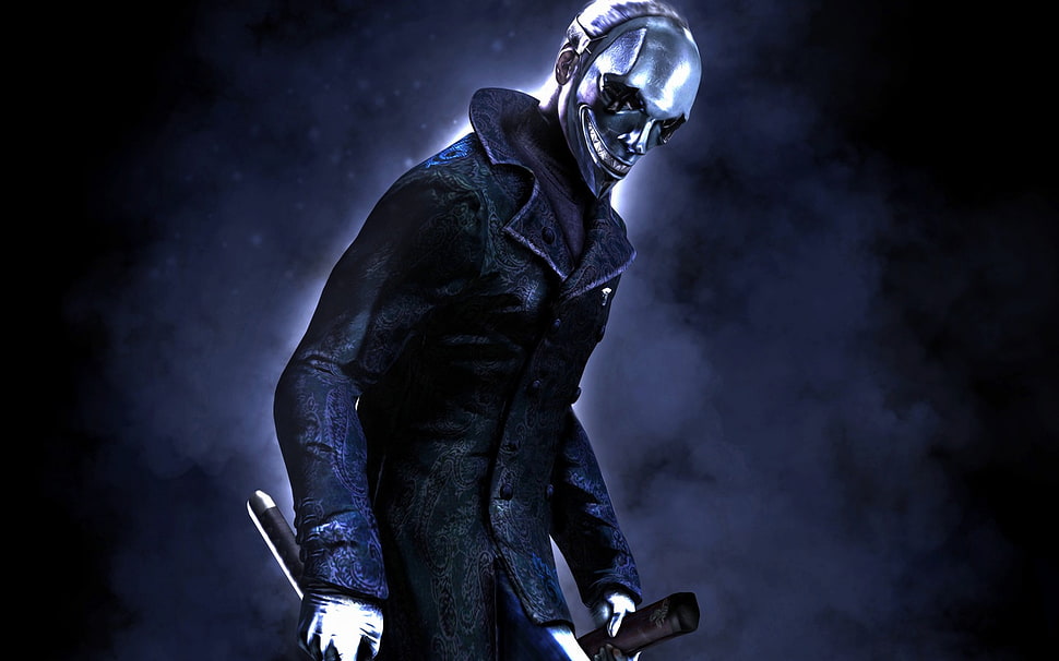 man in black coat PC game application HD wallpaper