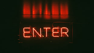 red Enter neon light signage, neon, photography, signs, enter