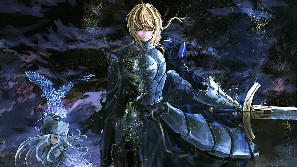 male anime character with sword, Fate/Zero, Fate Series, Saber, anime girls HD wallpaper