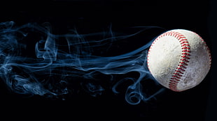 white and red baseball, baseball, smoke, photo manipulation, ball