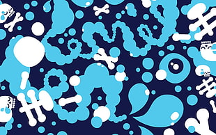 blue, white, and black bone illustration, minimalism, blue, digital art, abstract HD wallpaper