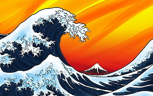 Great Wave of Kanagawa painting, waves, The Great Wave off Kanagawa HD wallpaper