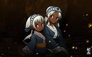 two female white haired anime characters