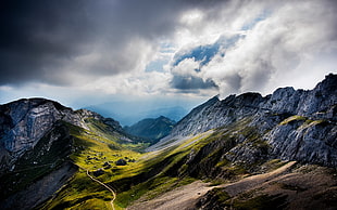 mountain rage view under cloudy sky during daytime, landscape