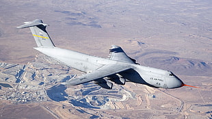 white and black motor scooter, aircraft, Lockheed C-5 Galaxy