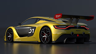 yellow Renault RS-01 coupe, Renault Sport R.S. 01, car, vehicle, race cars