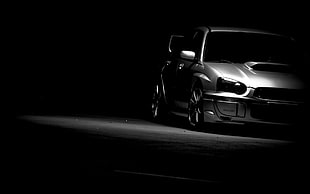 black and white car die-cast model, car, Subaru, simple, monochrome