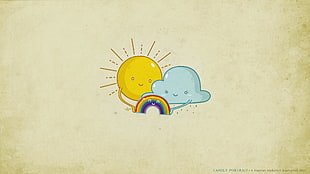 sun and rain cloud with rainbow wallpaper