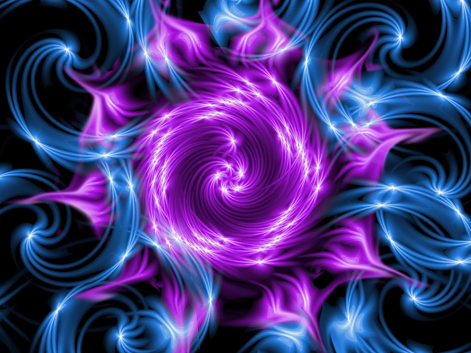 blue and pink lightning HD wallpaper