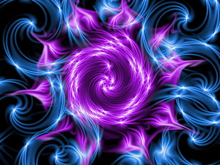 blue and pink lightning HD wallpaper