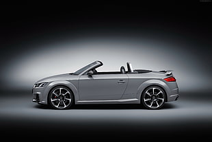 silver convertible on showroom HD wallpaper