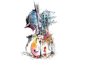 cello painting illustration, artwork, painting, cello