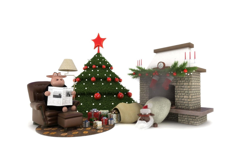 Christmas tree,  Star,  Fire,  Gifts HD wallpaper