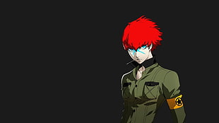 red haired man anime character, Persona series, Persona 4 Arena, Sho Minazuki, simple background