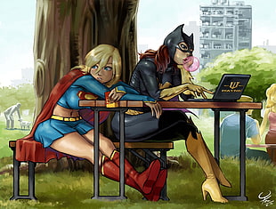 Supergirl and Catwoman digital wallpaper HD wallpaper