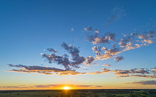 golden hour under blue sky HD wallpaper