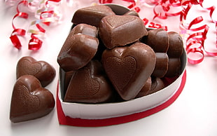 heart-shaped chocolate bars on white box