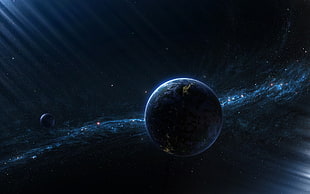 blue planet illustration, planet, space, Earth, Milky Way