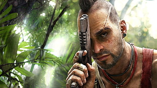 Farcry character holding a silver gun