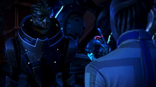 gray costume wallpaper, Mass Effect, Garrus Vakarian, Liara T'Soni, video games HD wallpaper