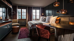 white bed mattress, room, bed, window, table