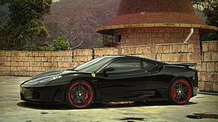 black coupe, Ferrari F430, car HD wallpaper