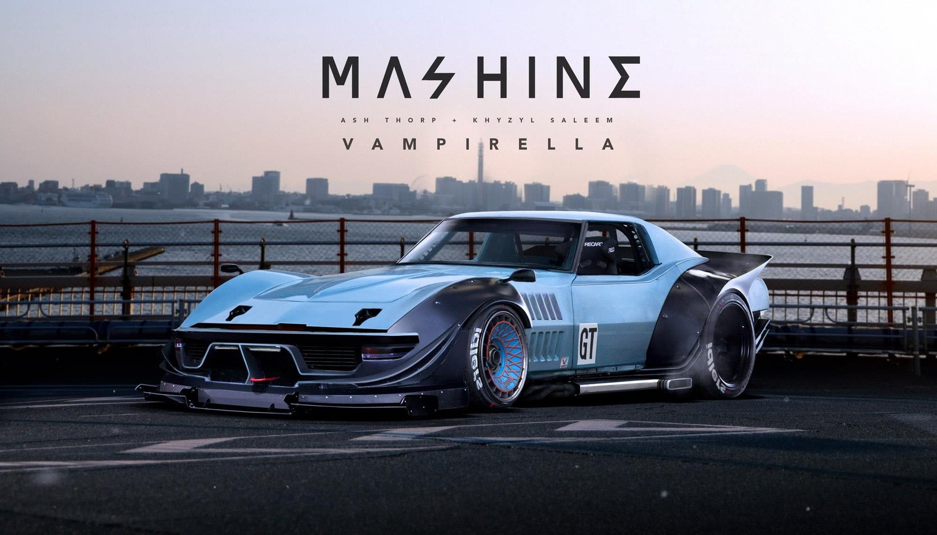 blue Mashine Vampirella car, Khyzyl Saleem, car, Chevrolet Corvette Stingray, futuristic