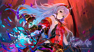red, blue, and yellow abstract painting, Nights of Azure, Arnice