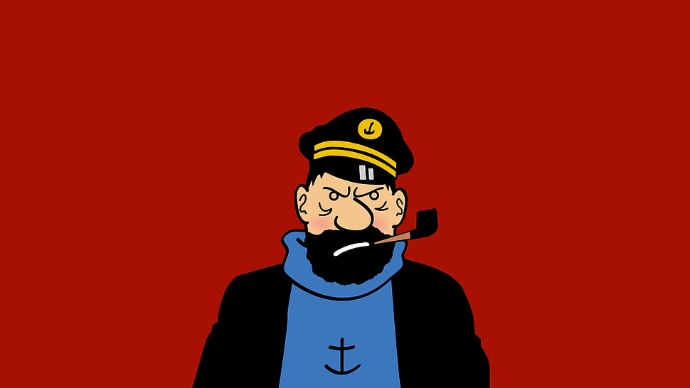 man in black shirt illustration, Tintin, drawing, comics, red HD wallpaper