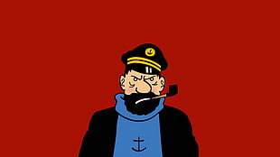 man in black shirt illustration, Tintin, drawing, comics, red