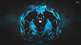 black and blue monster illustration, creature, demon