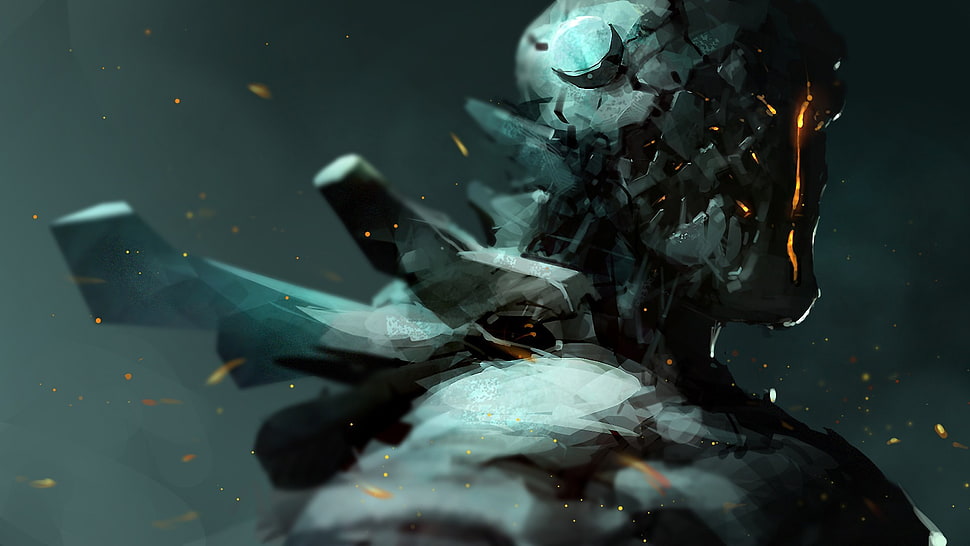 monster illustration digital wallpaper, science fiction, artwork, robot HD wallpaper