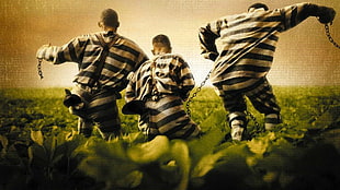 white and black striped long-sleeved shirt, prisoners, O Brother, Where Art Thou?, coen_brother HD wallpaper