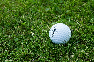 white Callaway 4 golf ball on green grass HD wallpaper