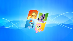 Windows logo, My Little Pony, mlp: fim, Applejack, Twilight Sparkle