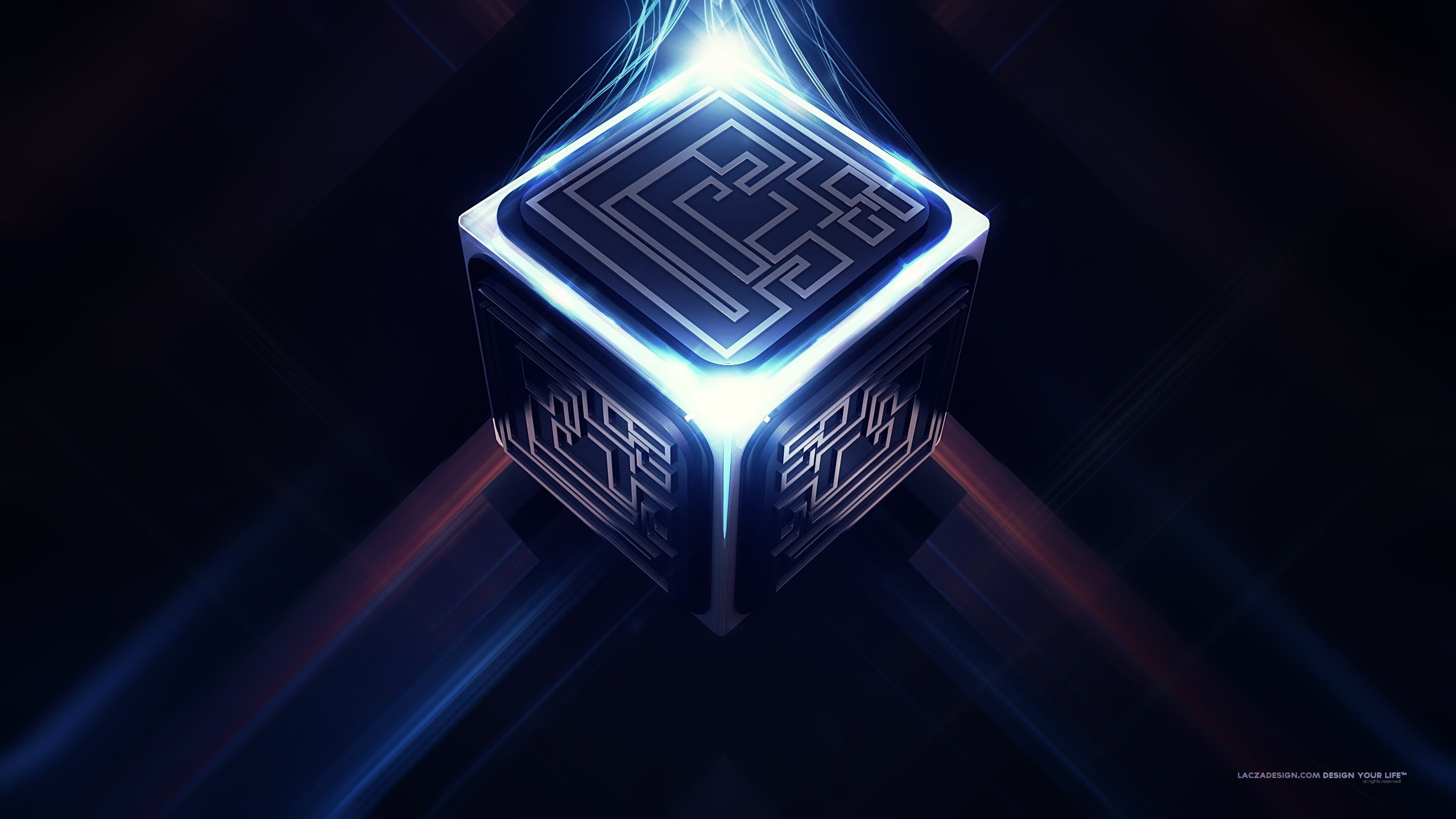 futuristic, cube, artwork, Lacza