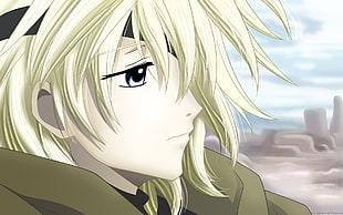 blonde haired male anime character illustration