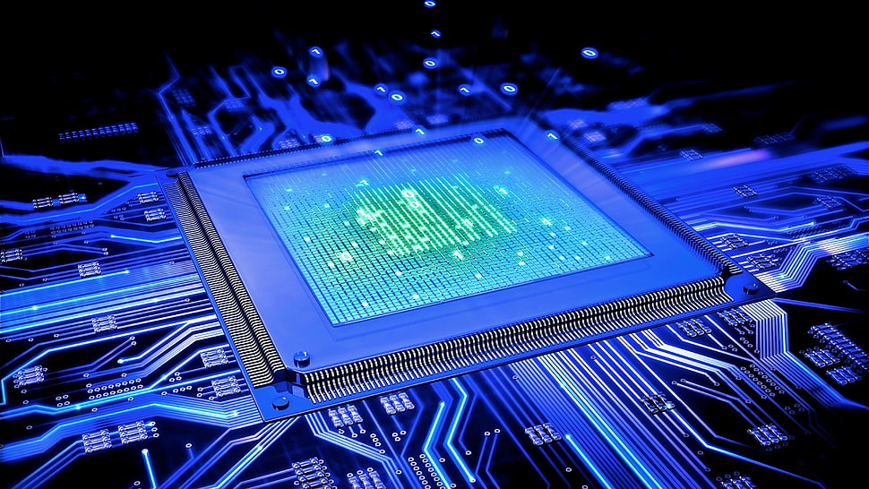 green and white CPU HD wallpaper